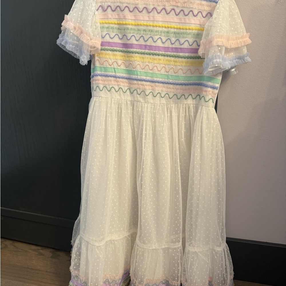 Colorful Striped Kids Dress with White Skirt